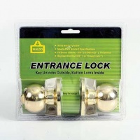 ToolHome Door Lock Set Round .Knob Cylinder Pol.Brass Photo