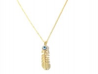 Lakota Inspirations Gold Feather Evil Eye Necklace Photo