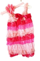 Baby Frilly Lace Shades of Pink Petti Romper and Headband Set Photo