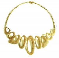 URBAN Charm Boldly Glam Ovals Statement Necklace - Hammered Gold Photo