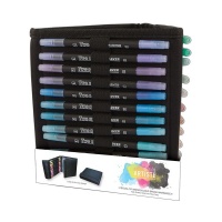 Docrafts Watercolour Dual-Tip Pens & Caddy - Brush and Fine Photo