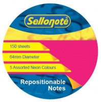 Sello-Note 150 Sheet Neon Repositionable Notes - 64mm Diameter Photo