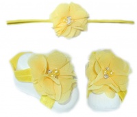 Thin Diamante Headband with Barefoot sandal - Yellow Photo