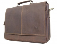 Fino Genuine Leather 15'' Messenger Laptop Bag-8419-2# - Coffee Photo