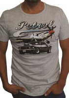 Petrol Clothing Co Men's Mustang & P51 T-Shirt - Grey Melange Photo