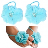 Baby Headbands Girls' Diamante Footsies Baby Bare Foot Sandals - Turqoise Photo