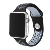 Apple Silicone Sport Band for Watch - Black/Grey 42mm Photo