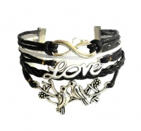 Urban Charm Lovebirds Infinity Bracelet- Black\White Photo