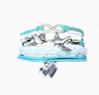Urban Charm Sister Love Infinity Bracelet- White\Blue Photo