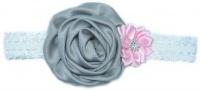Baby Headbands Girl's Headband - Puffy Grey & Pink Diamante Photo