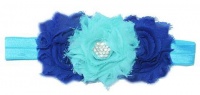 Baby Headbands Girl's Trip Flower Diamante Headband - Turqoise & Blue Photo