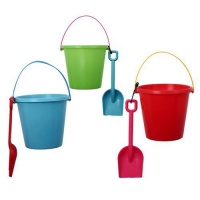 Bulk Pack 12 X Beach Bucket and Spade Assorted Colours Plastic Photo
