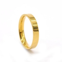 Xcalibur Stainless Steel Gold Plated Wedding Band 4mm Wide & - TXR024 Photo