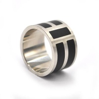 Xcalibur Stainless Steel Gents Ring with Black Inlays - TXR030 Photo