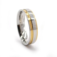Xcalibur Stainless Steel Twin Pack with 1X 6mm Two Tone Flat Plate Link & Yellow Gold Plated Ring - TXSET002 Photo