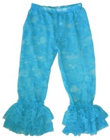 Baby Headbands Lace Leggings Bootleg Pants - Turquoise Photo
