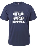 I'M Not An Alcoholic I'm A Bartender Doing My Homework Men's T-Shirt - White Photo