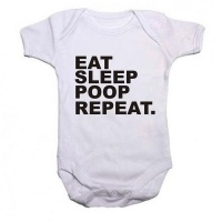 Eat Sleep Poop Repeat Baby Grow/ Onesie - White Photo
