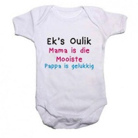 Ek's Oulik Mama Is Die Mooiste En Pappa Is Gelukkig Baby Grow/ Onesie - White Photo
