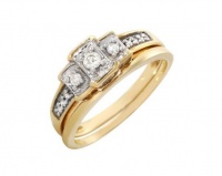 Miss Jewels 10K Yellow Gold 0.25ctw Genuine Diamond Wedding Set Photo