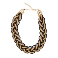 Lily&Rose Yellow Gold & Black Coloured Platted Chain Mail Necklace Photo