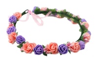 Handmade Floral Crown With Small Roses - Pink Purple Photo