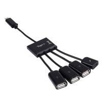 Tuff-Luv Portable 4" 1 USB Type-C to 3 Ports USB 2.0 OTG HUB Cable - Black Photo