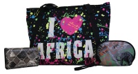 Fino Africa Trio Canvas Bag & Patent Leather Purse with Pouch Photo