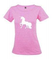 Unicorn Ladies Round Neck T-Shirt - Pink Photo