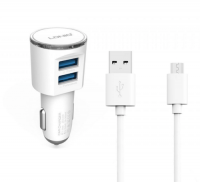 LDNIO 3.4A Car Charger With 2 Usb Ports & A Free Android Cable - White Photo
