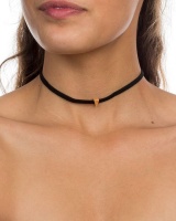 Geometric Metal Simple Choker Necklace - Black Photo