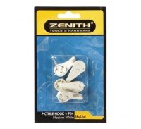 Bulk Pack 12 X Zenith Picture Hook & Pin Medium for 4kg Card 5 Photo