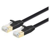 CAT7 10G Ethernet Flat Network Cable with Gold Plated RJ45 5m Black Photo