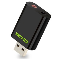 CE-LINK USB 3.0 Audio Adaptor with 3.5mm Speaker/Headphone & Microphone Jacks - Black Photo