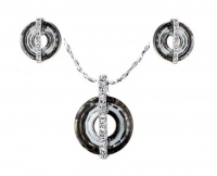 CDE Gothic Halo Necklace & Earring Set with Swarovski Crystals - Silver Photo