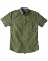 Charles Wilson Mens Short Sleeve Oxford Shirt - Green Photo