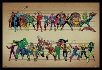 Marvel Comics Line Up Poster with Black Frame Photo