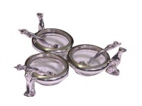 Diana Carmichael Cheetah Triple Dish 60Mm Sitting With 3x Salt Spoons Set Photo