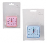 Bulk Pack 6 x Square Plastic Quartz Travel Alarm Clock - 6cm Photo