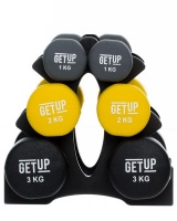 GetUp Triton 12kg Neoprene Dumbbell Set and Stand Photo