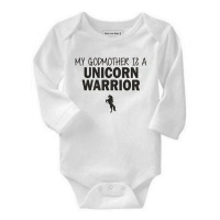 My Godmother Is A Unicorn Warrior White Long Sleeve Romper Photo