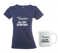 Teacher All Day Everyday Navy T-Shirt And Mug Combo Photo