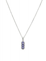 9ct White Gold Pendant With A Trilogy Natrual Oval Shape Tanzanites Photo
