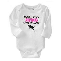 Born To Go Diving with My Daddy Pink Long Sleeve Baby Grow Photo