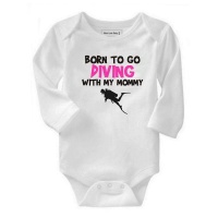 Born To Go Diving with My Mommy Pink Long Sleeve Baby Grow Photo