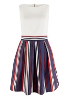 Closet London - Multi Sleeveless Pleated Stripe Skirt Dress Photo