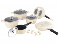 Royalty Line Marble Coating Cookware Set 15 Piece - Cream Photo