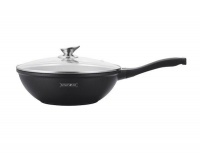 Royalty Line Marble Coating Deep Wok with Glass Lid 30cm - Black Photo