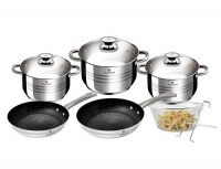 Blaumann 10-Piece Stainless Steel Jumbo Cookware Set With Marble Coating Fry Pans Bl-3243 Photo