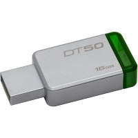 Kingston 16GB USB 3.0 Data Traveler 50 Flash Drive - Metal & Green Photo